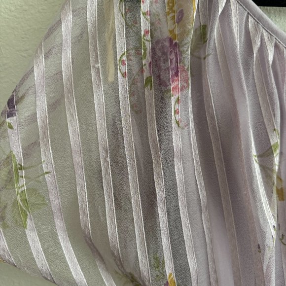 Vintage 70’s Silky Poly Lavender Purple Floral Print Overlay top dress size S - Picture 4 of 8